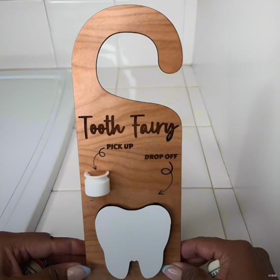 Wooden Tooth Holder Door Hanger Lost Teeth Pick-up Drop-Off Door