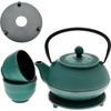 CAST IRON KETTLE 1.5L TEAPOT 4x CUPS INFUSER PADS TEA STRAINERS