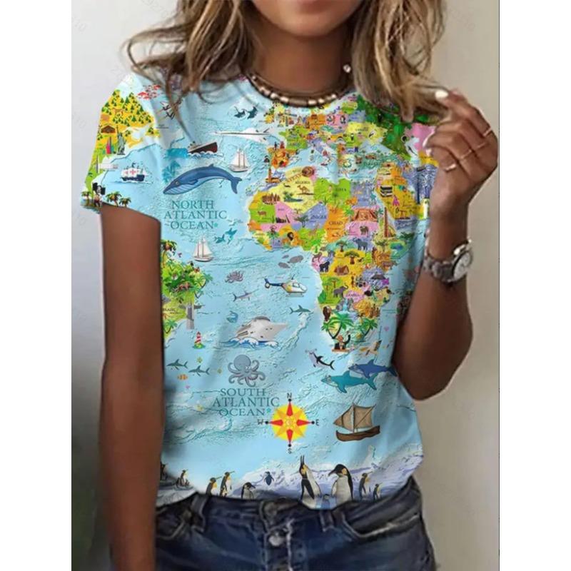 Fashion Printed Top Casual Comfort Short Sleeve Loose T-Shirts Women’s