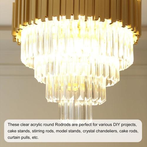 uxcell 15-teilige Acryl-Rundstäbe, 3/8" x 12", Klare Acryl-Dübelstangen, Acryl-Kunststoffstäbe für DIY-Bastelarbeiten, Beleuchtung, Gartenarbeit und Dekoration,
