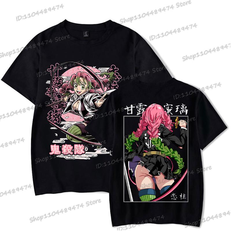 Kimetsu No Yaiba Cartoon T-shirt Aesthetics Vintage Kanroji Mitsuri Fashion Y2K Tops Short Sleeve Japanese Styles Men Women Tee