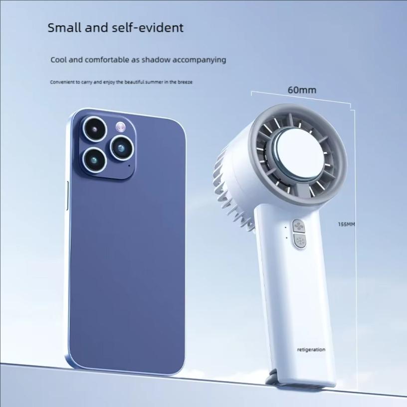 Instant Ice Cooling Handheld Fan Semiconductor Refrigeration 3 Speeds Ultra Quiet Brushless Motor USB Rechargeable Cooler
