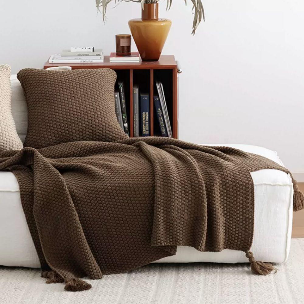 Waffle Pattern Nap Blanket Handmade Sofa Blanket Fashion Nordic Knitted Blanket Air Condition