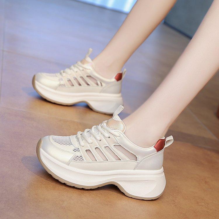 Summer hollow breathable dad shoes women's thick-soled soft-soled sports shoes 2025 new shoes women's shoes popular little white shoes