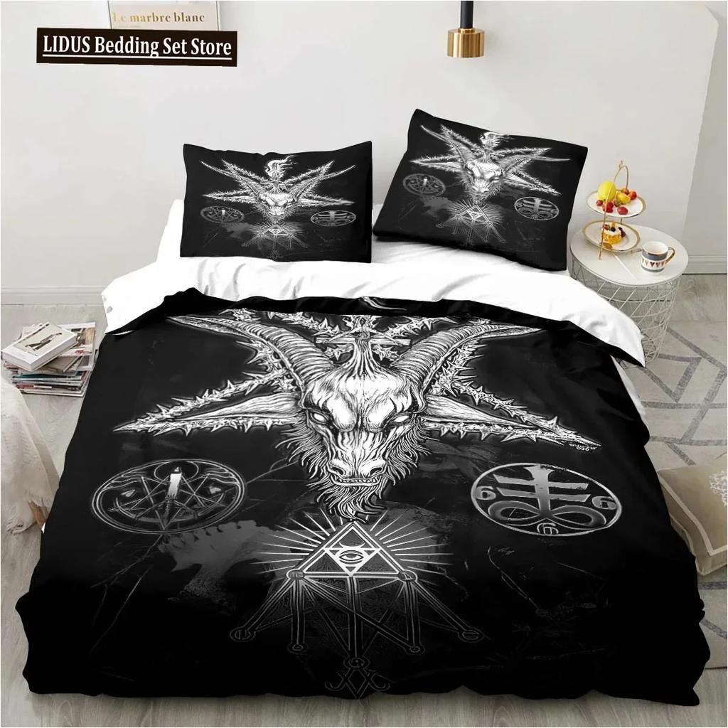 3D Print Satanic Bedding Demon Twin Bedding Hell Death Set Comforter Bed Duvet Cover Double King Home Textile Quilt Cover