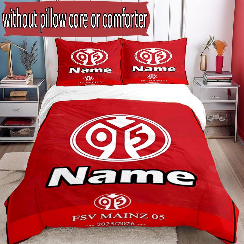 3pcs Duvet Cover Set (1*Duvet Cover + 2*Pillowcase, Without Core), Custom Name 05 1FSV Mainz 05 Pattern Bedding Set, Home Bedroom Decor Gift
