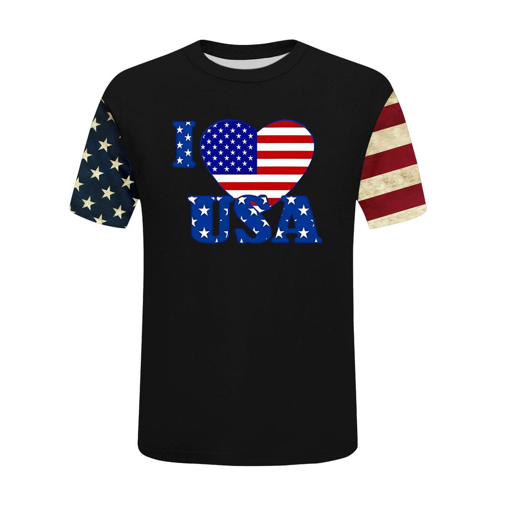 T Shirts For Women, Womens Short Sleeve Tops Dressy Summer O Neck Casual Trendy Blouses Tunic Tops Independence Day