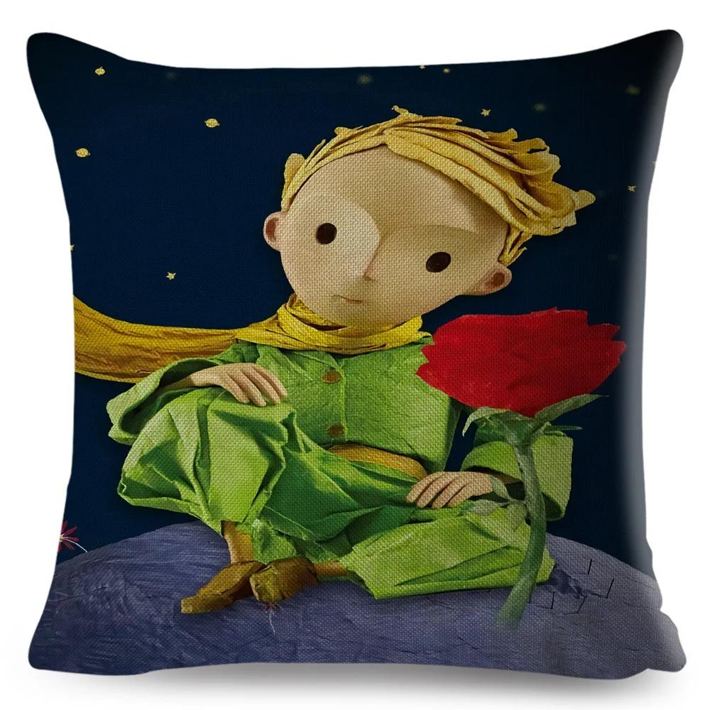 Little Prince Pillow Case Decor Cartoon France Anime Print Cushion Cover for Sofa Home Children Room Linen Throw Pillowcase