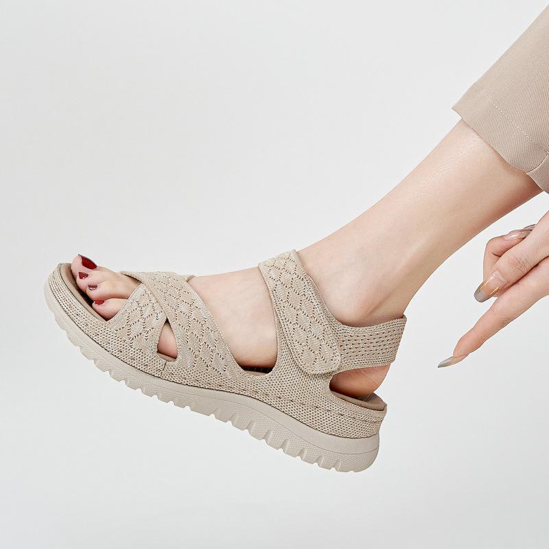 European And American Sports Casual Sandals New Velcro Hollow Thick-Soled Women's Sandals Lightweight Comfortable And Simple