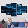 5Pcs Landscape Lake Moon Night Decor Canvas Paintings Wall 5 Panel Modern Abstract Pictures Art Home Decor No Framed