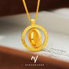 Luxury 24K 9999 Pure Gold real gold Women's Rotatable Three-Circle Yellow God of Wealth Pendant Rotatable Pendant Necklace