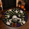 Mummy Ghost Halloween 3D Pit Floor Mat Entrance Hallway Sofa Side Home Decor Bedroom Kitchen Coffee Table Circle Area Rug