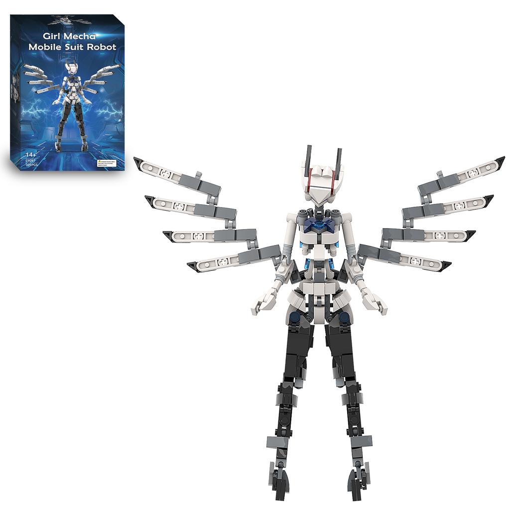 MOC Mobile Suit Girl Female Robot Mecha Girl Model Modular Building Blocks Toys Suit for Christmas/DIY Kids Birthday Gifts