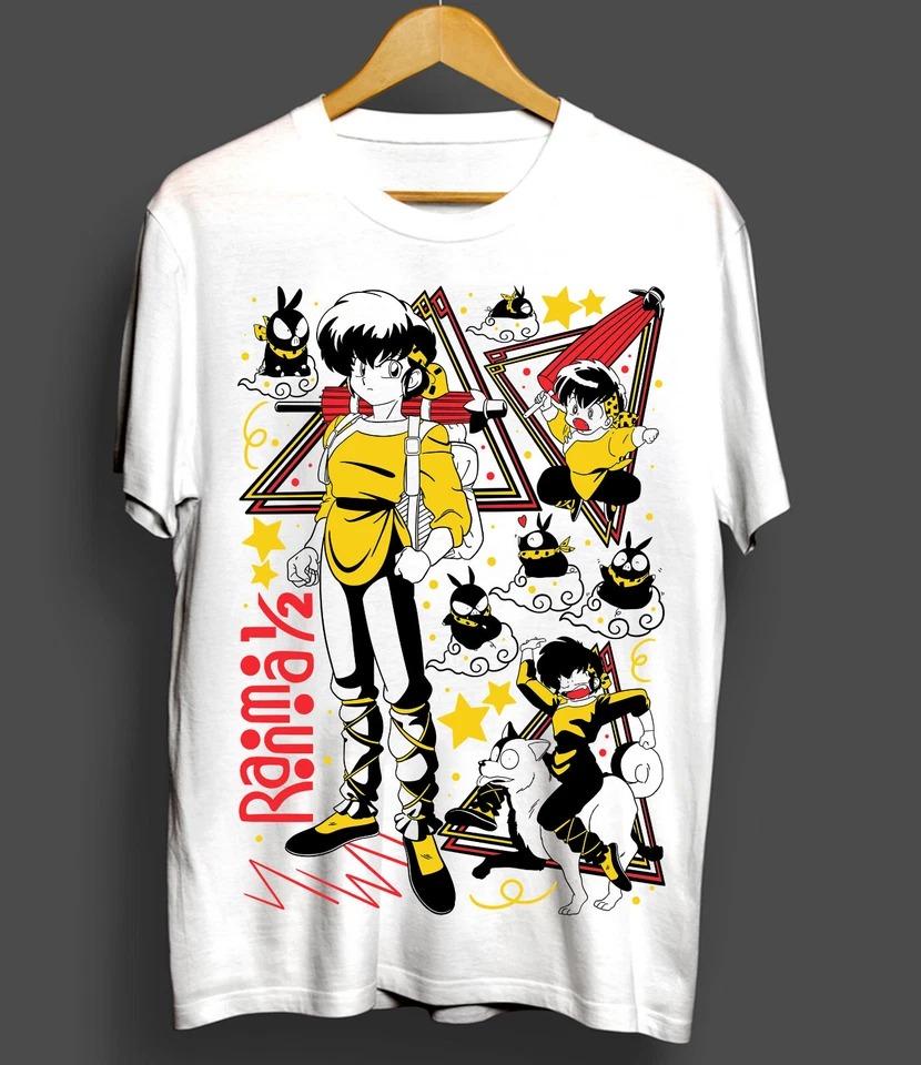 2026 Ranma 12 Shampoo Two Character Duck Japanese Text Print TShirt Oversized Cotton Casual Streetwear Tee For Anime Fans