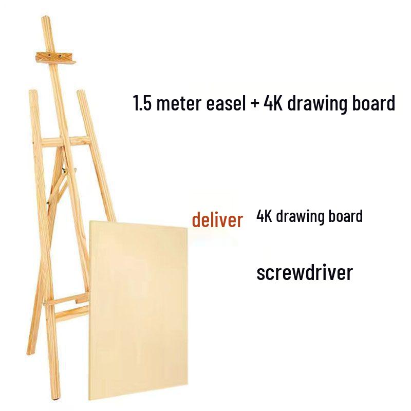 Șevalet Reglabil din Lemn Masiv Pliabil pentru Studenți la Artă - Panou de Afișare și Schi de Podea