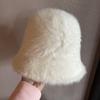 Warmth Women Fashion Fisherman Hat Furry Water Bucket Hat With Wide Brim