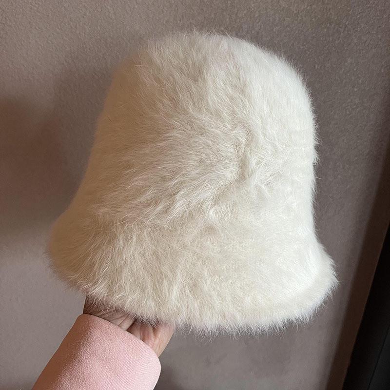Warmth Women Fashion Fisherman Hat Furry Water Bucket Hat With Wide Brim