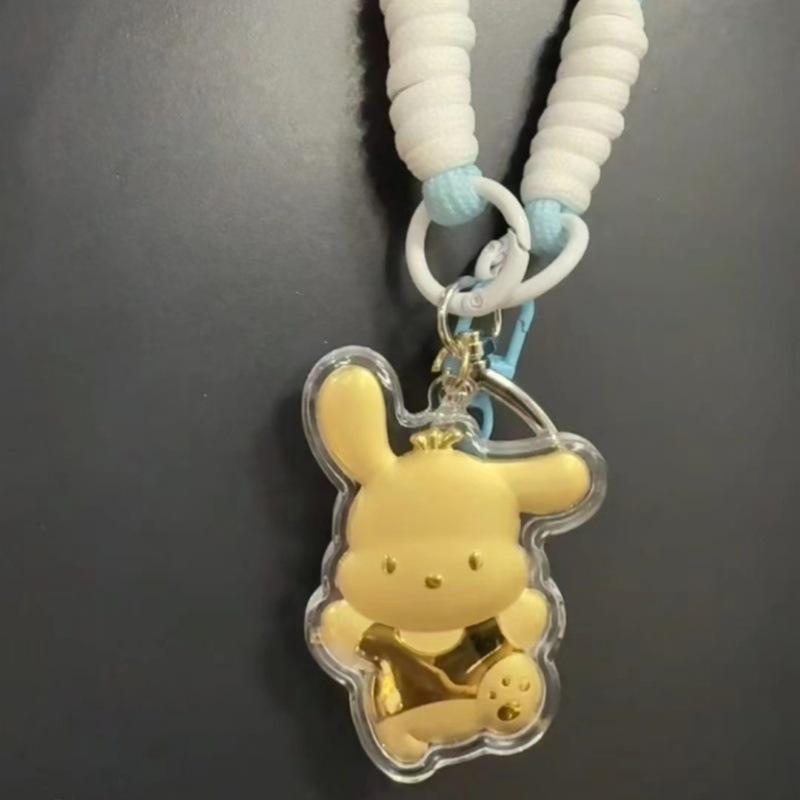 999 Pure Gold Sanrio Cinnamoroll Melody Kuromi Blue Phone Lanyard Strap with Decorative Pendant Without Gold