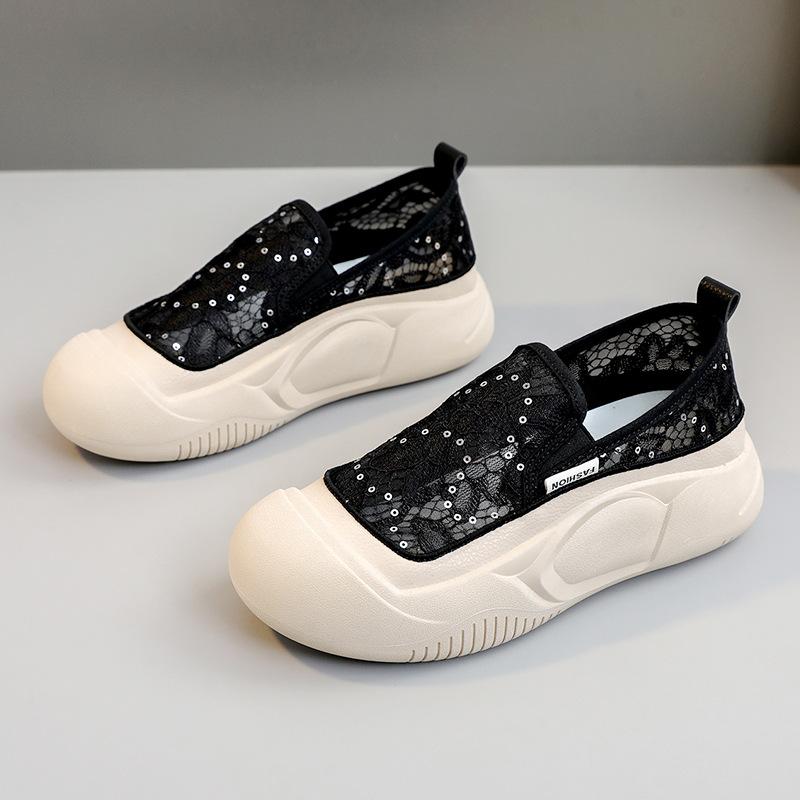 Zyxfl55 New Mesh Surface White Shoes Female Hollowed-out Breathable Board Shoes  Summer Platform Height Increasing Shoes Mesh Surface Shoes