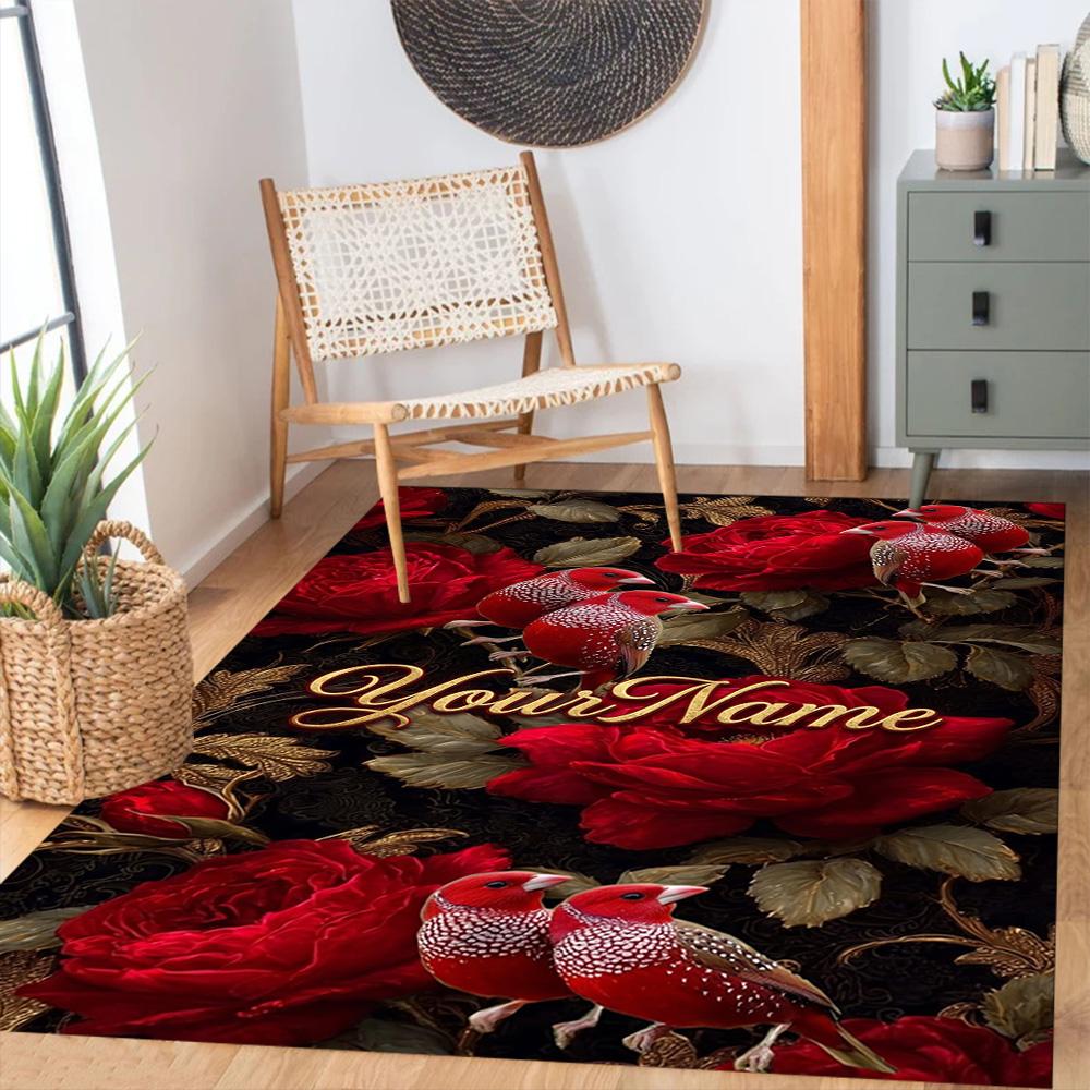 Rose Customized Name Floor Mat Suitable for Living Rooms Balcony Outdoor Decorate Room Antislip Carpet Office Home Decor Best for Christmas