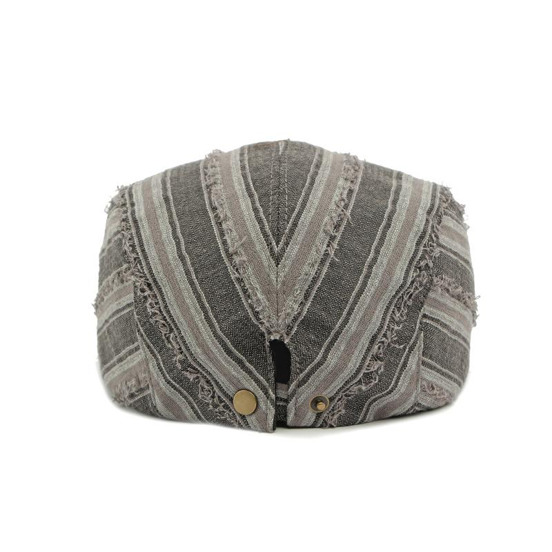 Spring Summer Cap Women's Beret British Vintage Striped Cap Men Peaked Cap