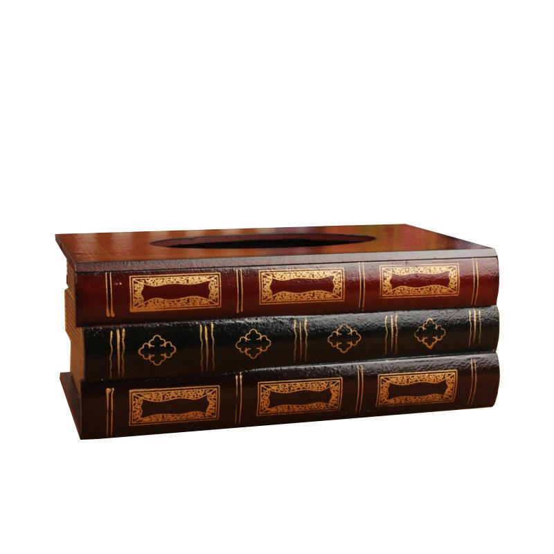 Buchförmige Vintage Taschentuchboxabdeckung Künstlerischer Retro Taschentuchboxhalter Kreative Taschentuchaufbewahrungsbox für Schlafzimmer Badezimmer