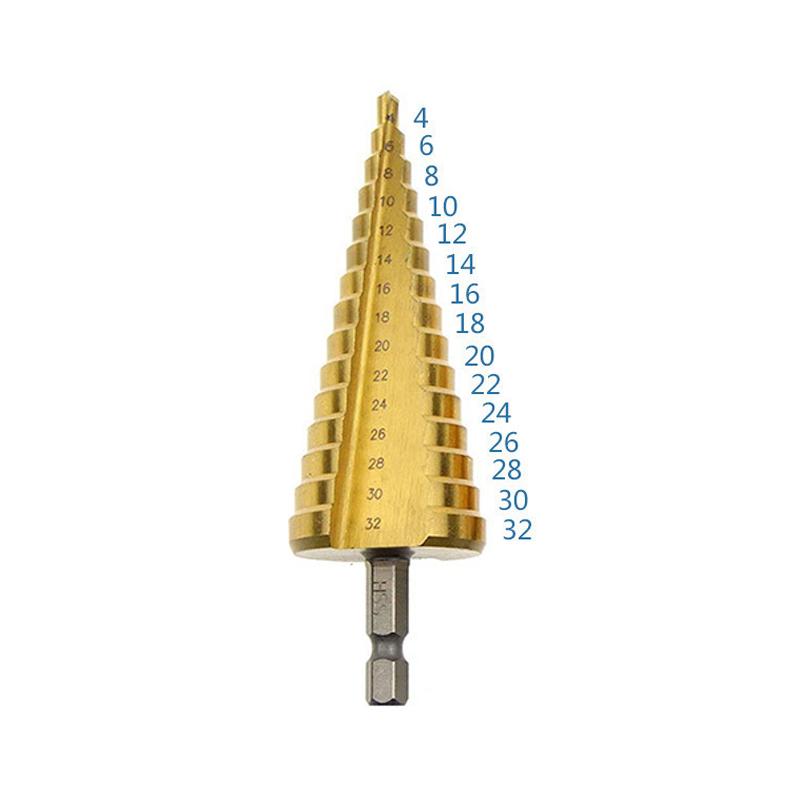HSS Titanium-Coated Spiral Groove Step Drill Bit Or Straight Grooved Drill Bits 3-12 4-12 4-20 4-32 For Wood Metal Hole Cutter