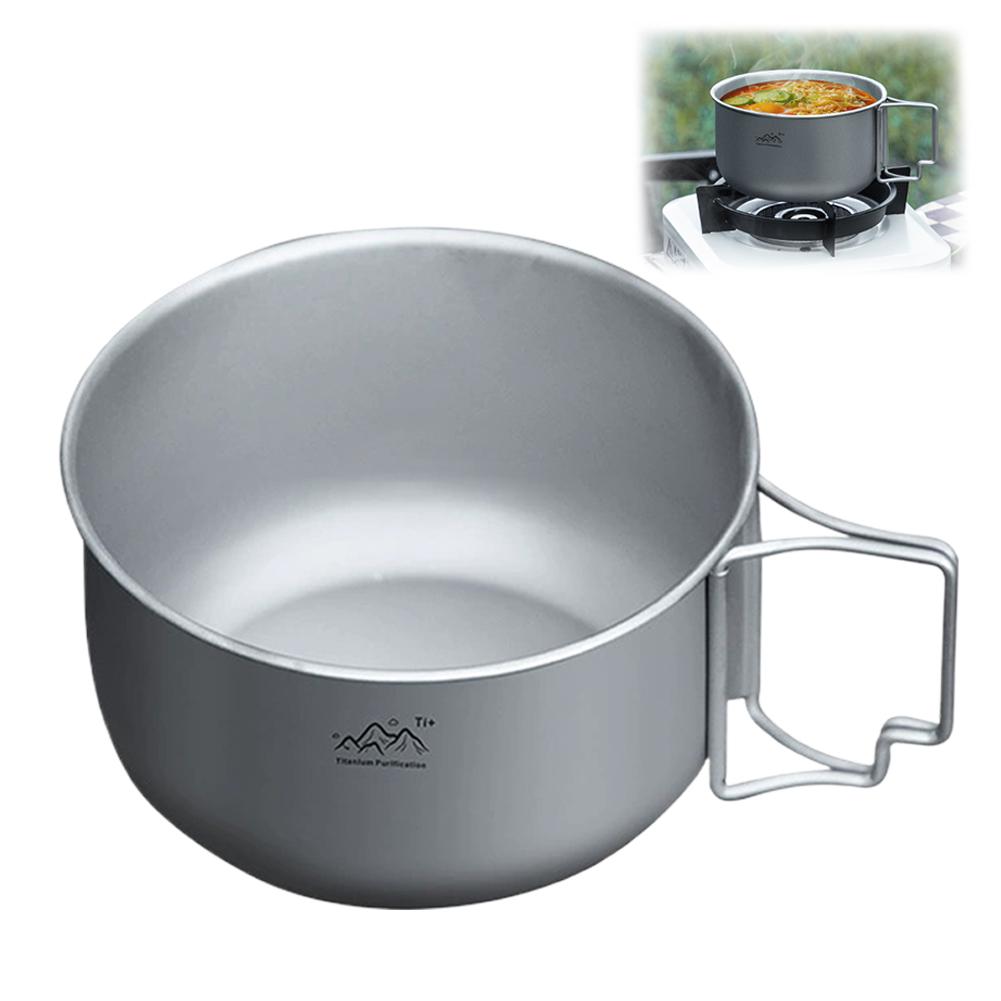 400Ml1400Ml Ultralight Titanium Camping Pot With Foldable Handle Ta1 Pure Titanium Cookware For Backpacking Hiking Picnic