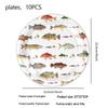 Cross-border Fishing Theme Party Supplies: Paper Plates, Flags, Napkins, and Creative Decorations Set
