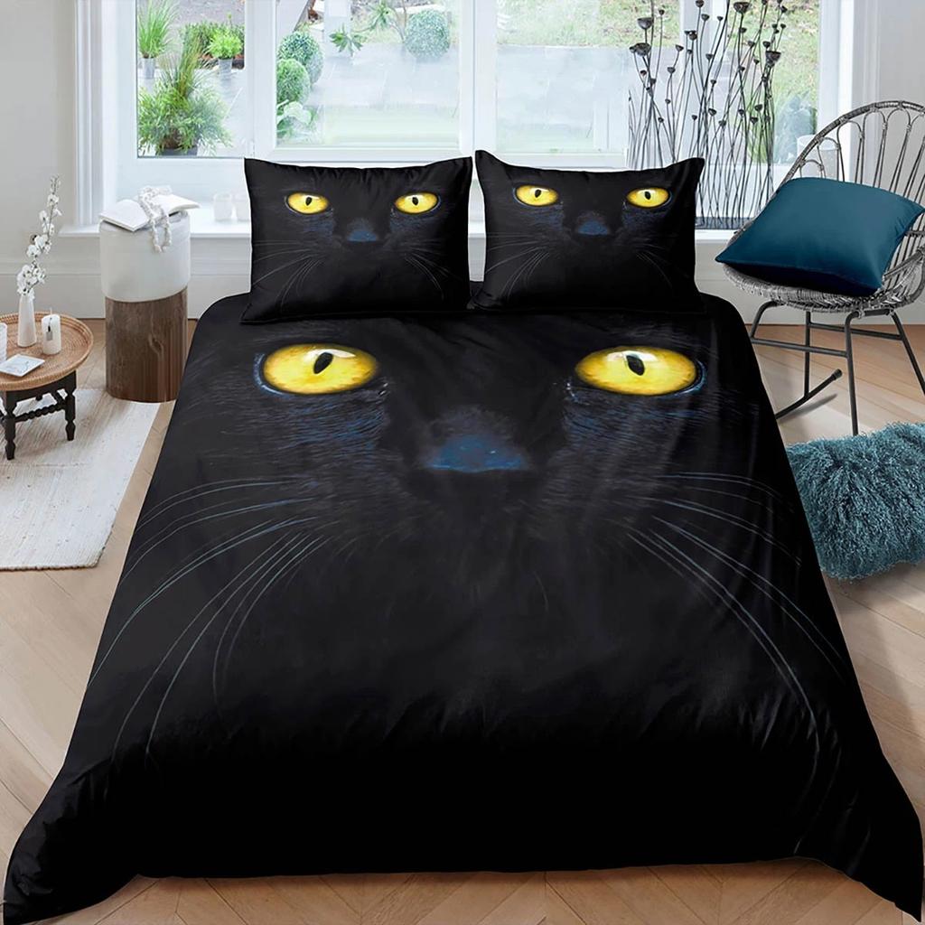 Cute Cat Animal 3D Printed Quilt Cover 100% Polyester Bedding Set Soft and Comfortable Duvet Cover and Pillowcase 2/3-Piece Set