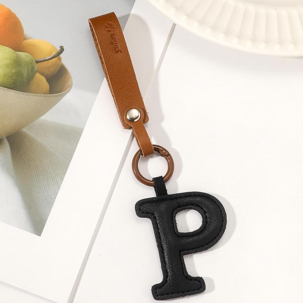 Stylish & Versatile Leather Alphabet Keychain Pendant