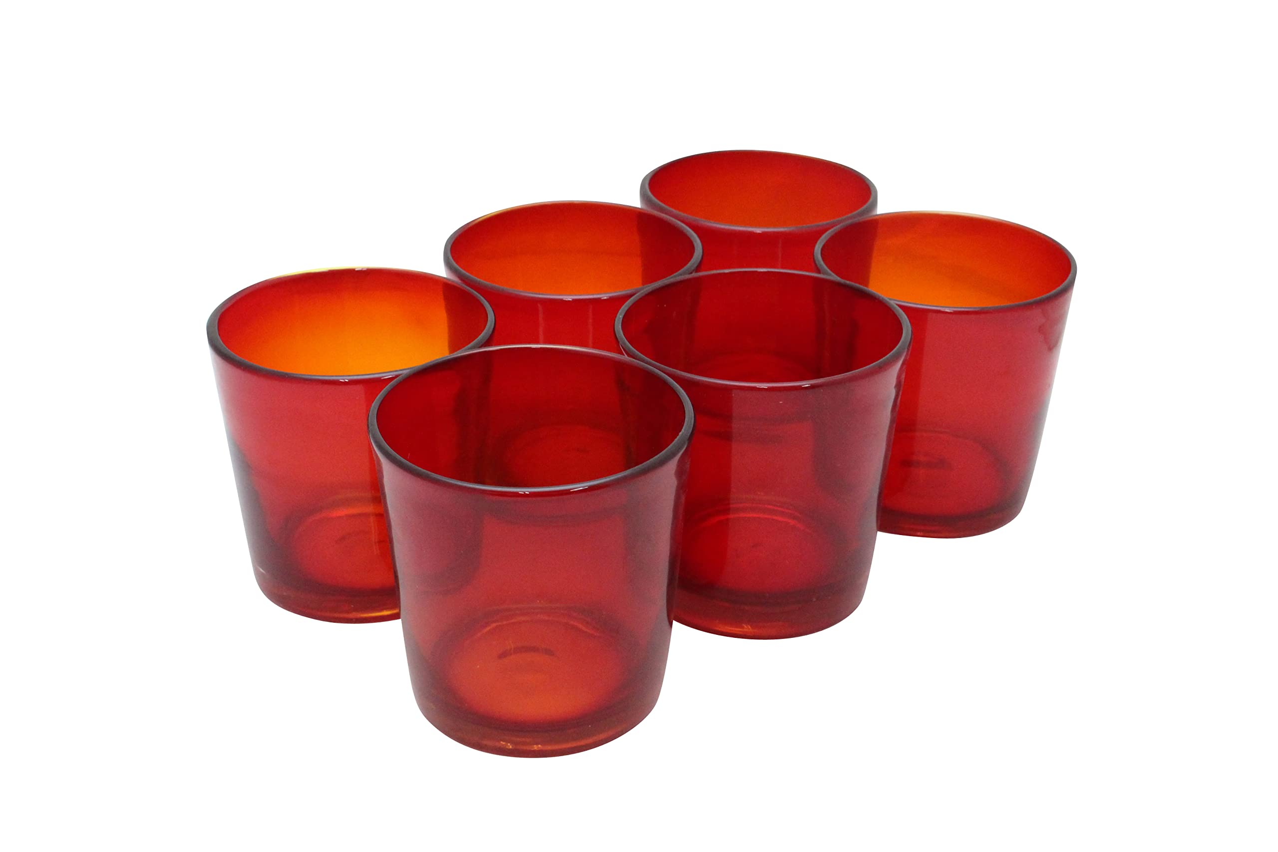

[Amazon.co.jp Exclusive] [Commercial Set] Instagrammable Ryukyu-style Handmade Rocks Glasses (Large) Red, Set of 6