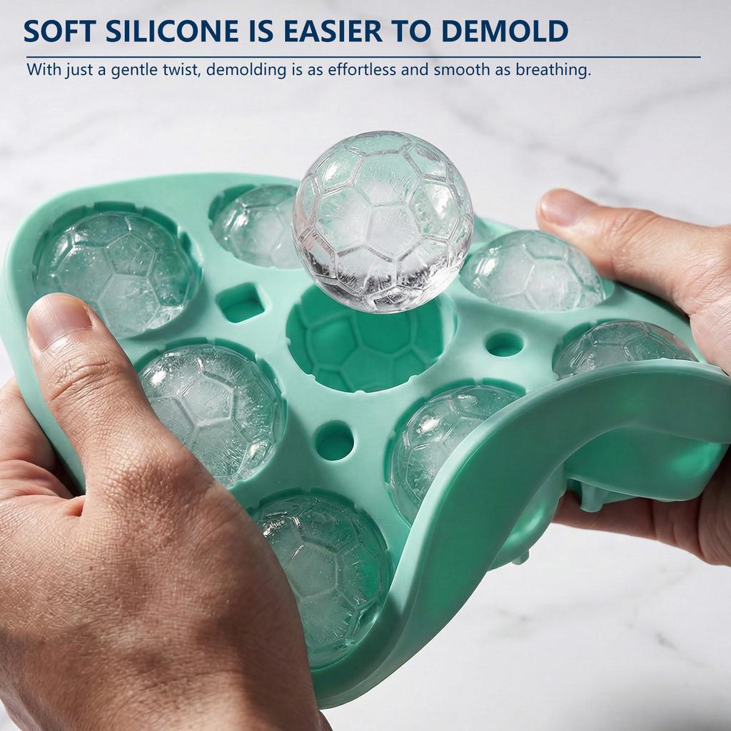 Soccer Ice Cube Mold Football Shapes Ice Cube Tray Silicone Sphere Ice Mold Chocolate Mold for Chilling Whiskey Cocktails Drink