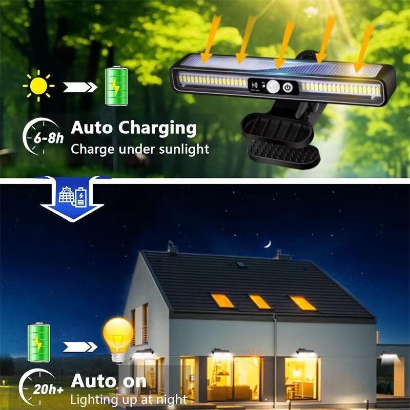 2/4PCS Clip On Solar Lights Outdoor Waterproof Tree Clip LED Motion Sensor Wall Fence Light for Garden Patio Porch Fence Gutter Garage Camping