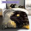 Black Cat Pattern Bedding Quilt Set  Home Decoration  Gift (1 * Duvet Cover + 2 * Pillowcase  Without Core)