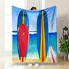Colorful Surfboards On Sandy Beach Scene Patterned Flannel Blanket Perfect for the Bedroom Living Room, Sofa, or a Little Nap