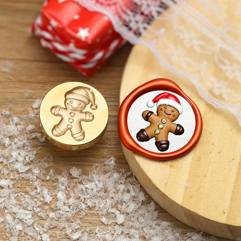 Christmas Series Embossed Christmas Tree Lacquer Seal Head Brass Carving Wax Seal Decoration Gift for Lacquer Lovers