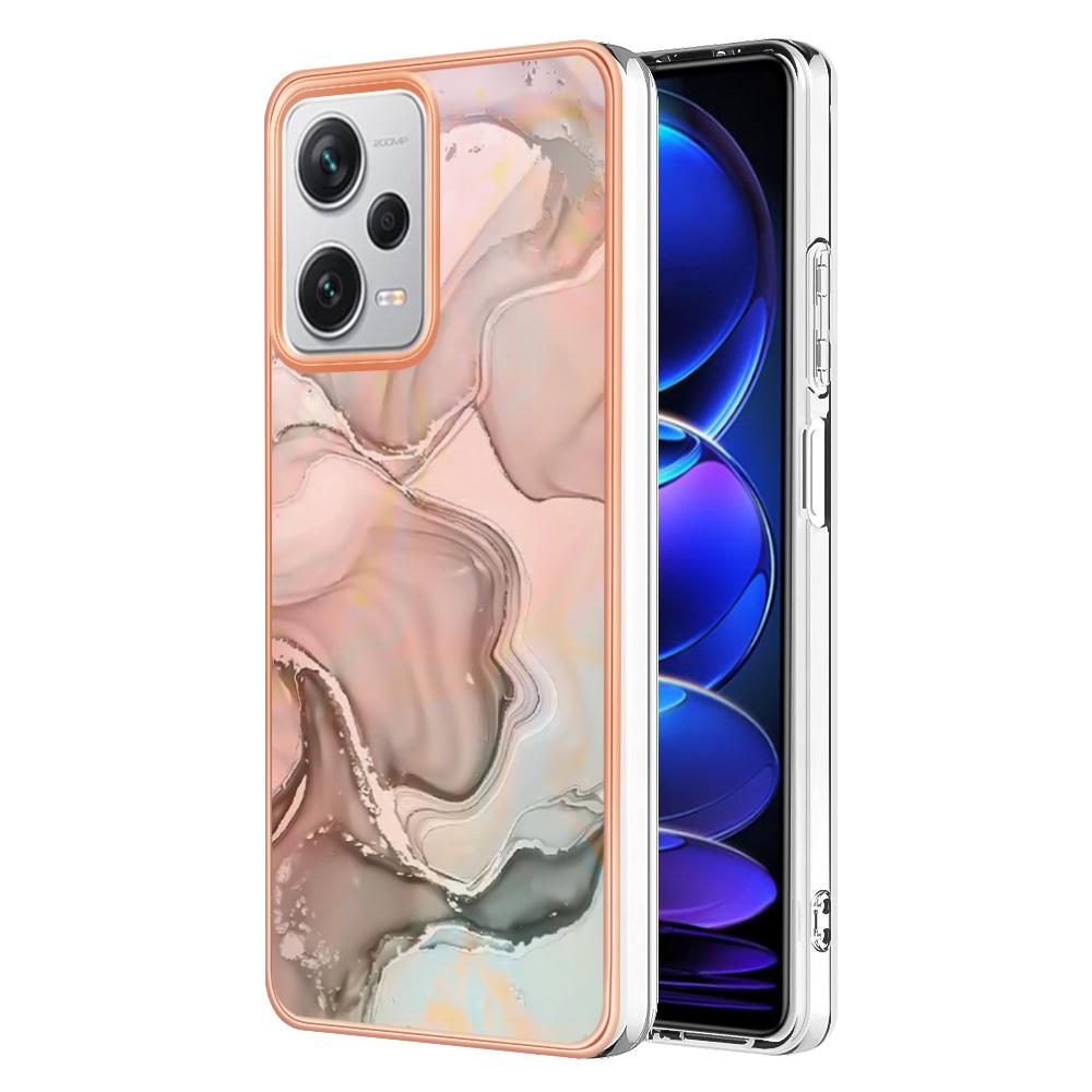 

YB IMD Series-16 Style E For Xiaomi Redmi Note 12 Pro+ 5G Electroplating Phone Cover IMD 2.0mm Marble Pattern TPU Case Pink