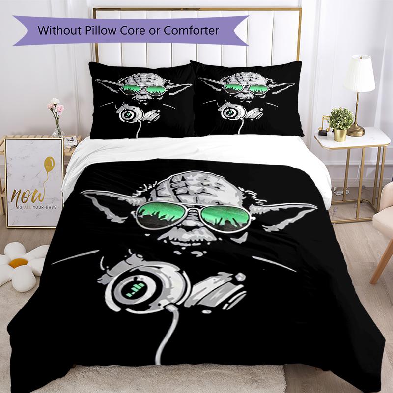 3pcs Yoda Bedding Set Duvet Cover Closure Includes 1 Duvet Cover & 2 Pillowcases, Soft and Comfortable for All Seasons.