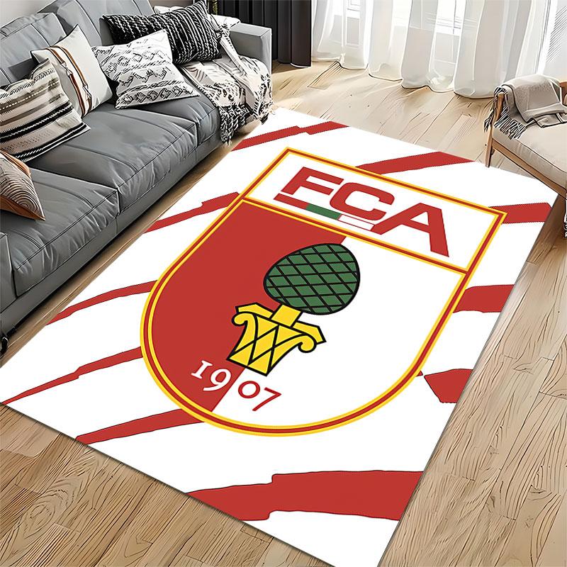 Red and White FCA Logo Rug suitable as a non-slip mat for the living room or bedroom sofa
