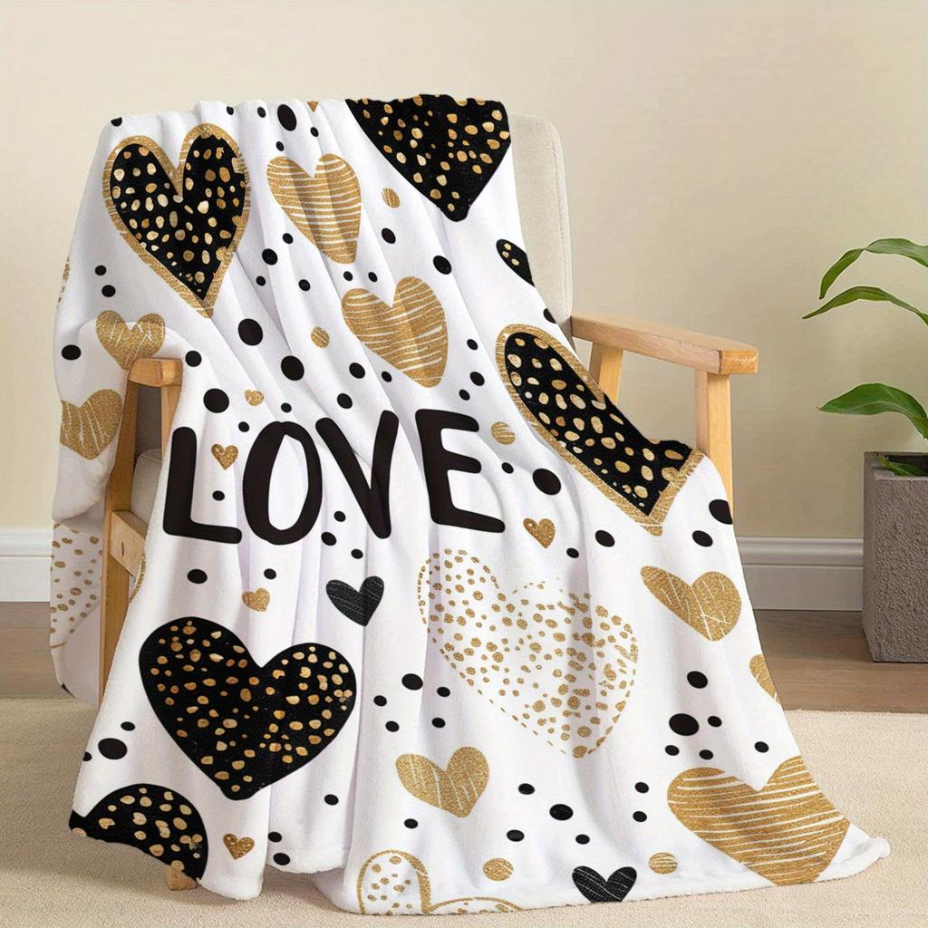 [Soft Warm Love-Themed Throw Blanket] Cozy Love-Themed Flannel Throw Blanket - Soft, Lightweight & Warm for All Seasons