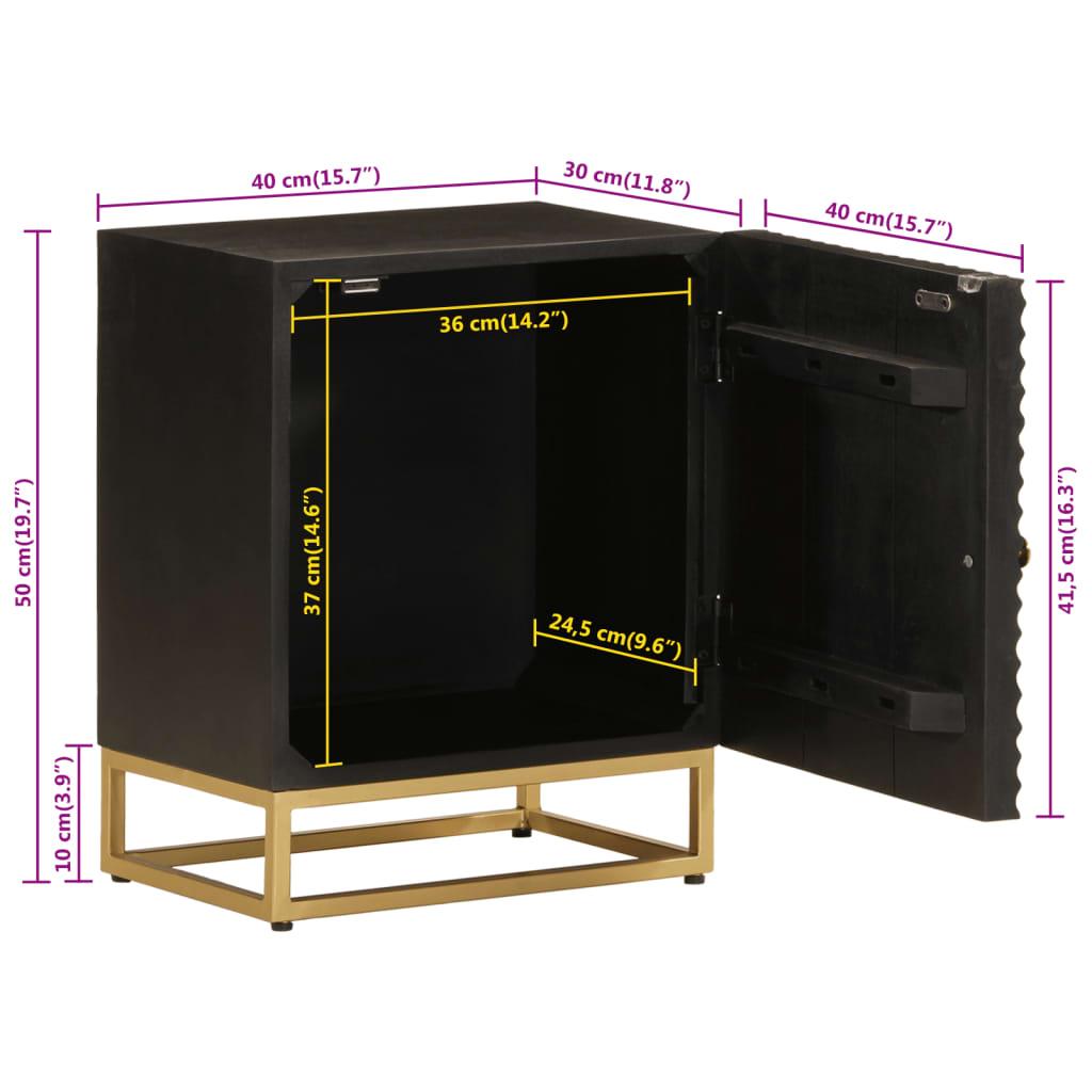 Nightstand Black 40x30x50 cm Solid Mango Wood and Iron