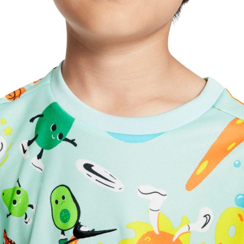 Nike Letter Pattern Printed Round Neck Loose Short Sleeve T-Shirt Kids Tops Ice-Blue FQ0705-346