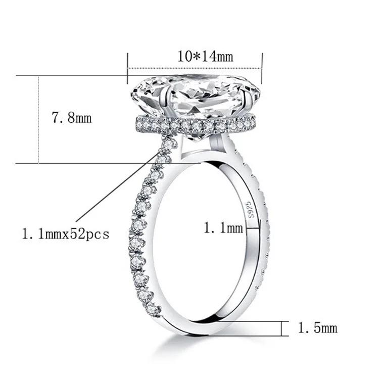 New Silver 925 Oval Real Moissanite Rings D Color Vvs1 8ct Women Wedding Luxury Diamond Rings Jewelry
