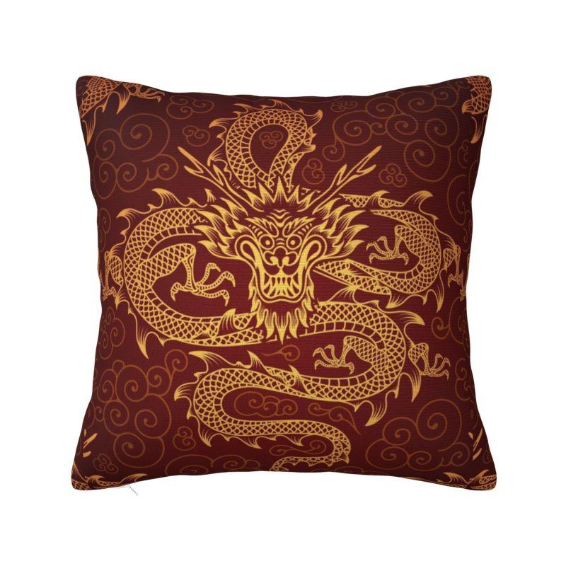 Asian Tradition Dragon Totem Cushion Covers Xcm Velvet Throw Pillow Case for Sofa Square Pillowcase Living Room Decoration