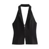 Kaslead New Arrival Women's Clothing Fashion Style Fashion Casual Open Back Hanging Collar Tops 2838777 800