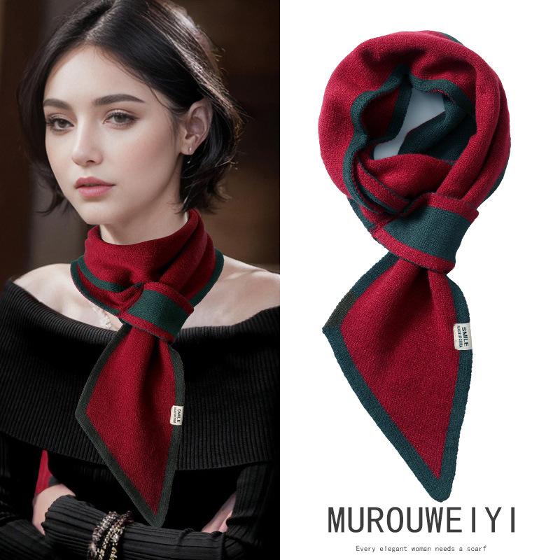 Dámská móda kostkovaný šátek Žena Podzim Zima Silný výstřih Teplý venkovní šátek ke krku