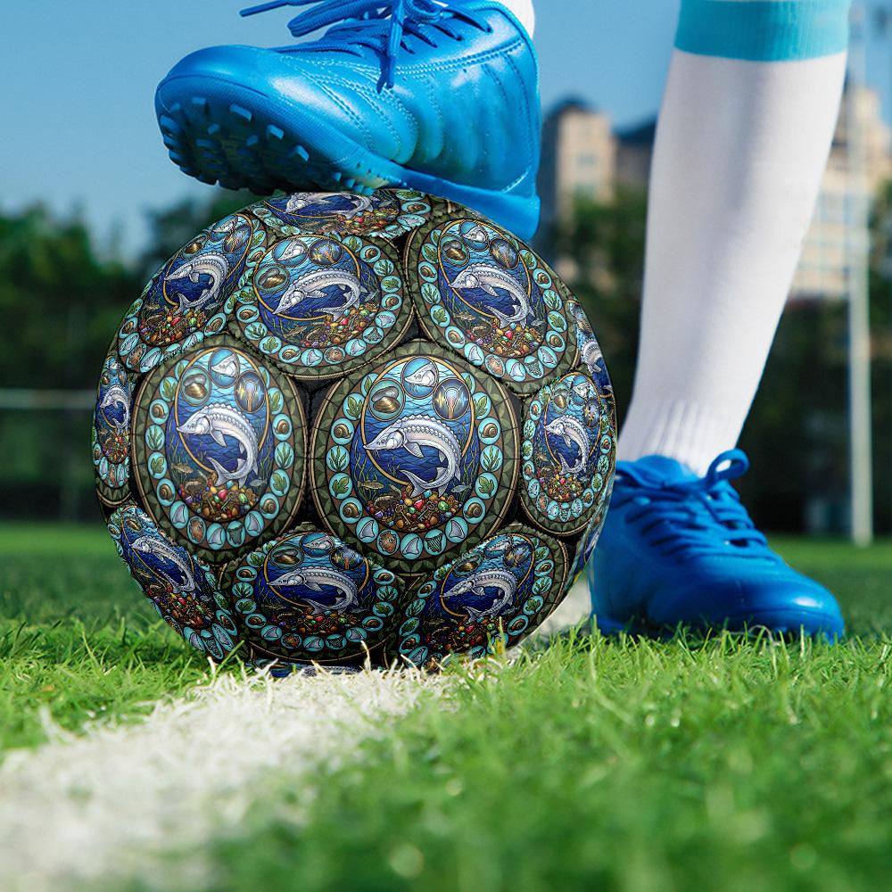 Ocean Life Symbols Round Football Size 5 Adult Ball Suitable for Training Matches and Outdoor Team.