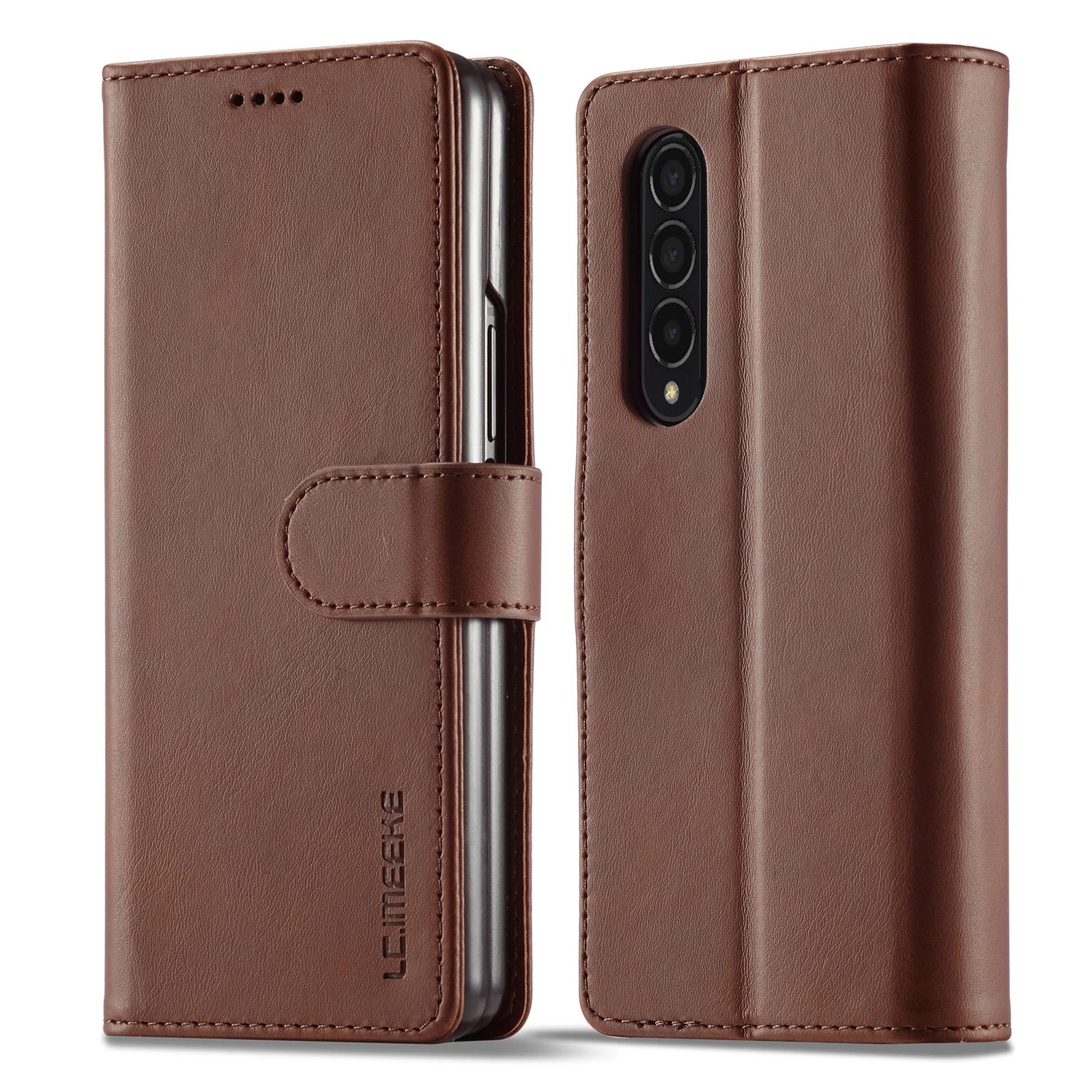 

Flip Cards Solt Leather Case For Samsung Galaxy Z Fold 7 6 5 4 3 5G Card Pocket Folding Cover Wallet Book Bag Fold5 Purse Coque For Samsung Z Fold 7 темно-коричневого кольору