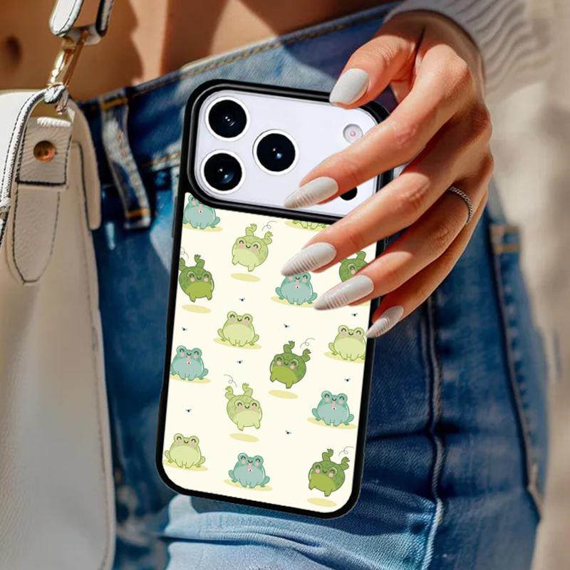 Cartoon Frog Phone Case For iPhone 17 Air 14 15 13 12 Max Cover For Apple 14 15 16 16e 11 Pro Max Plus Coque